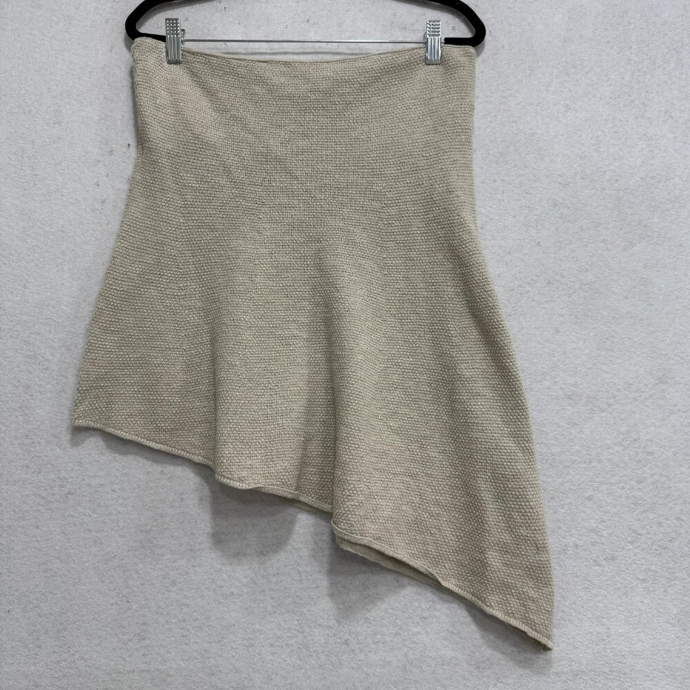 Free-est Free People Skirt Womens Large Beige Asymmetrical Knit Top OB2164678